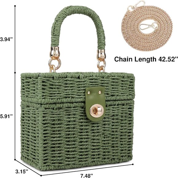 Handwoven Rattan Bag for Women Wicker Crossbody Shoulder Bag Straw Beach Tote Ba - Picture 5 of 6